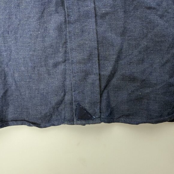 Untuckit Mens L Blue Santo Navy Linen Long Sleeve Button Up Shirt - Picture 4 of 7
